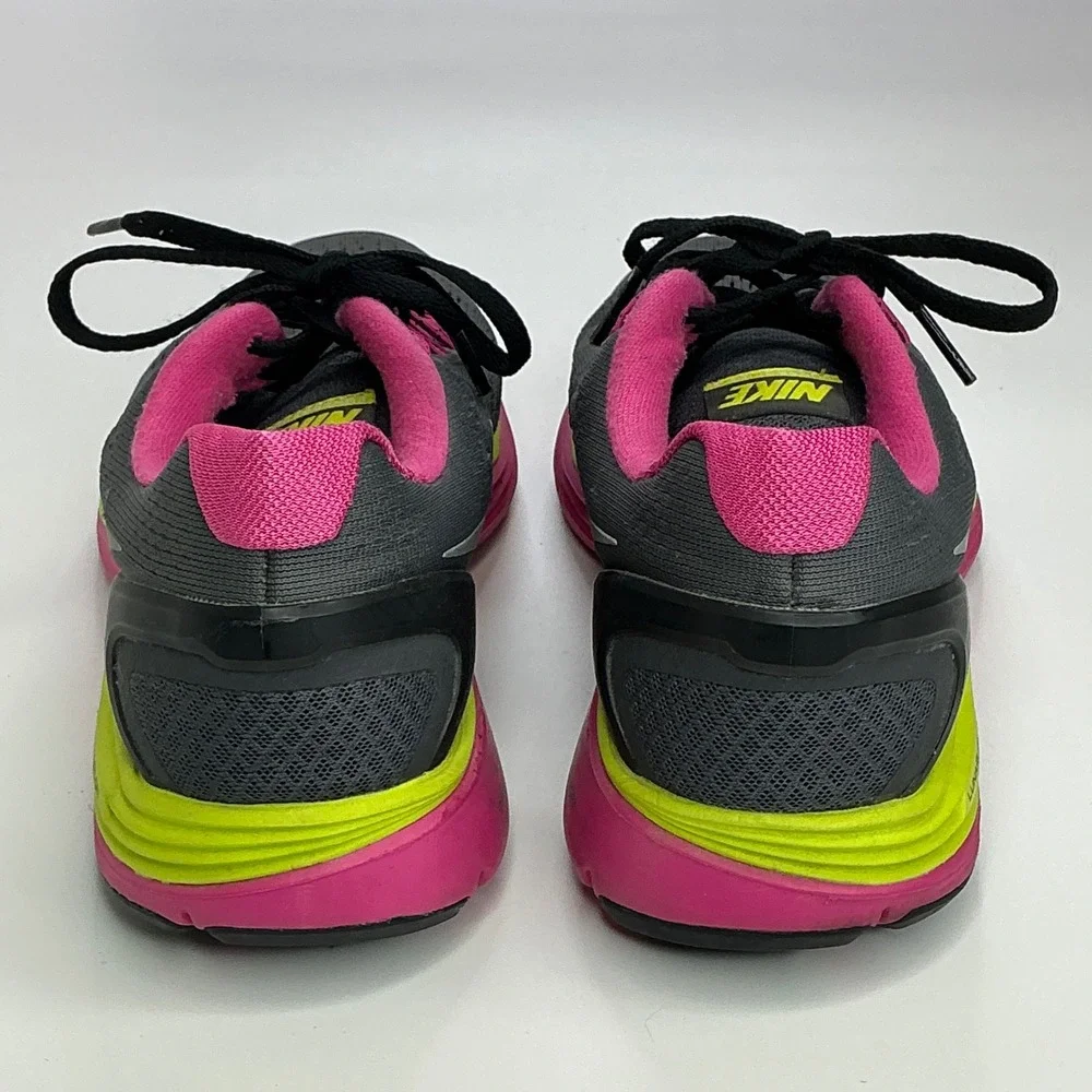 Nike Grey Pink LunarGlide 4 Running Shoes Girls 5Y 525371-001 Lunarlon Neon